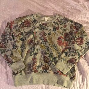 grey floral sweater